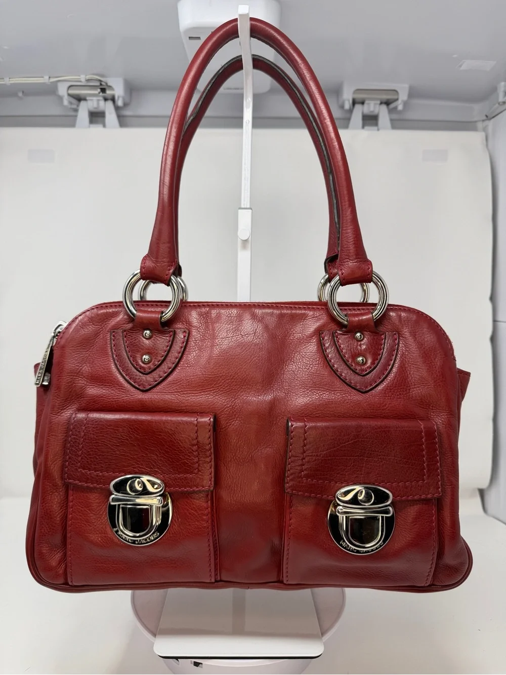 Marc Jacobs Red Calfskin Leather Blake PushLock Satchel Bag Fall 2005 collection